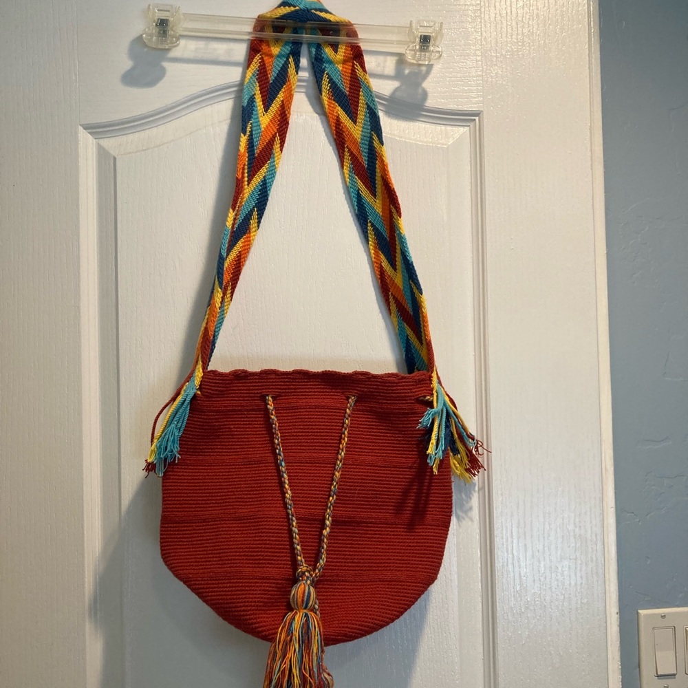Unique Artistry Red Woven Bucket Bag